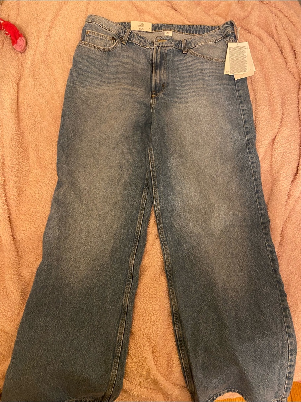 H&M Wide High-Waist Jeans in Light Blue Denim